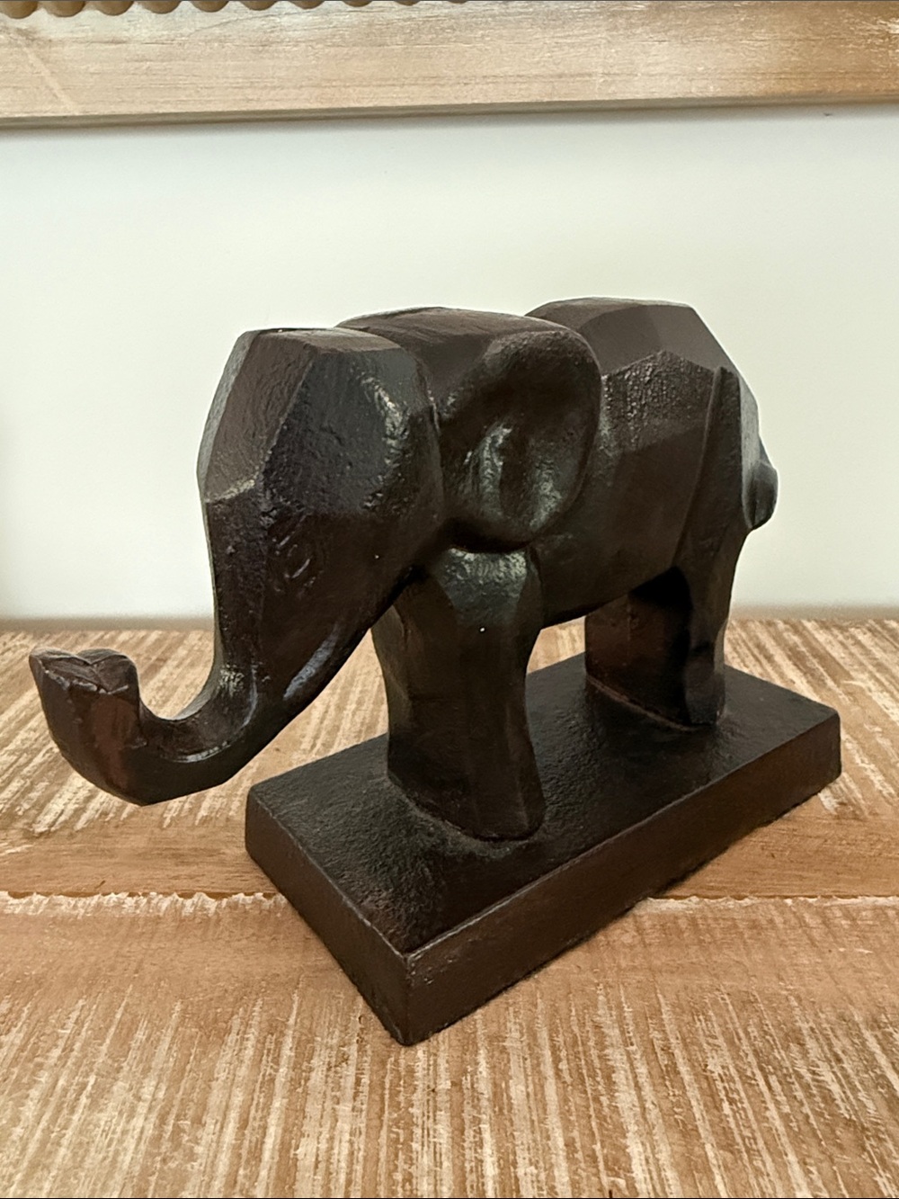 Cast Iron Geometric Elephant Cast Iron Figure Statue Bookend Door Stopper